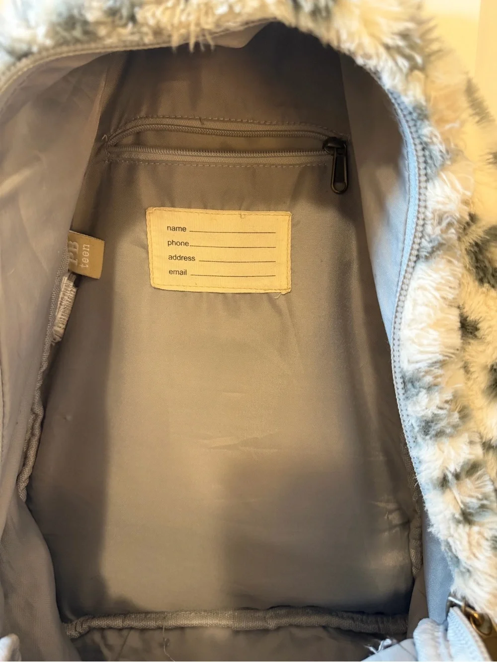 Pottery Barn Teen Faux Fur Leopard Backpack - Gray & White